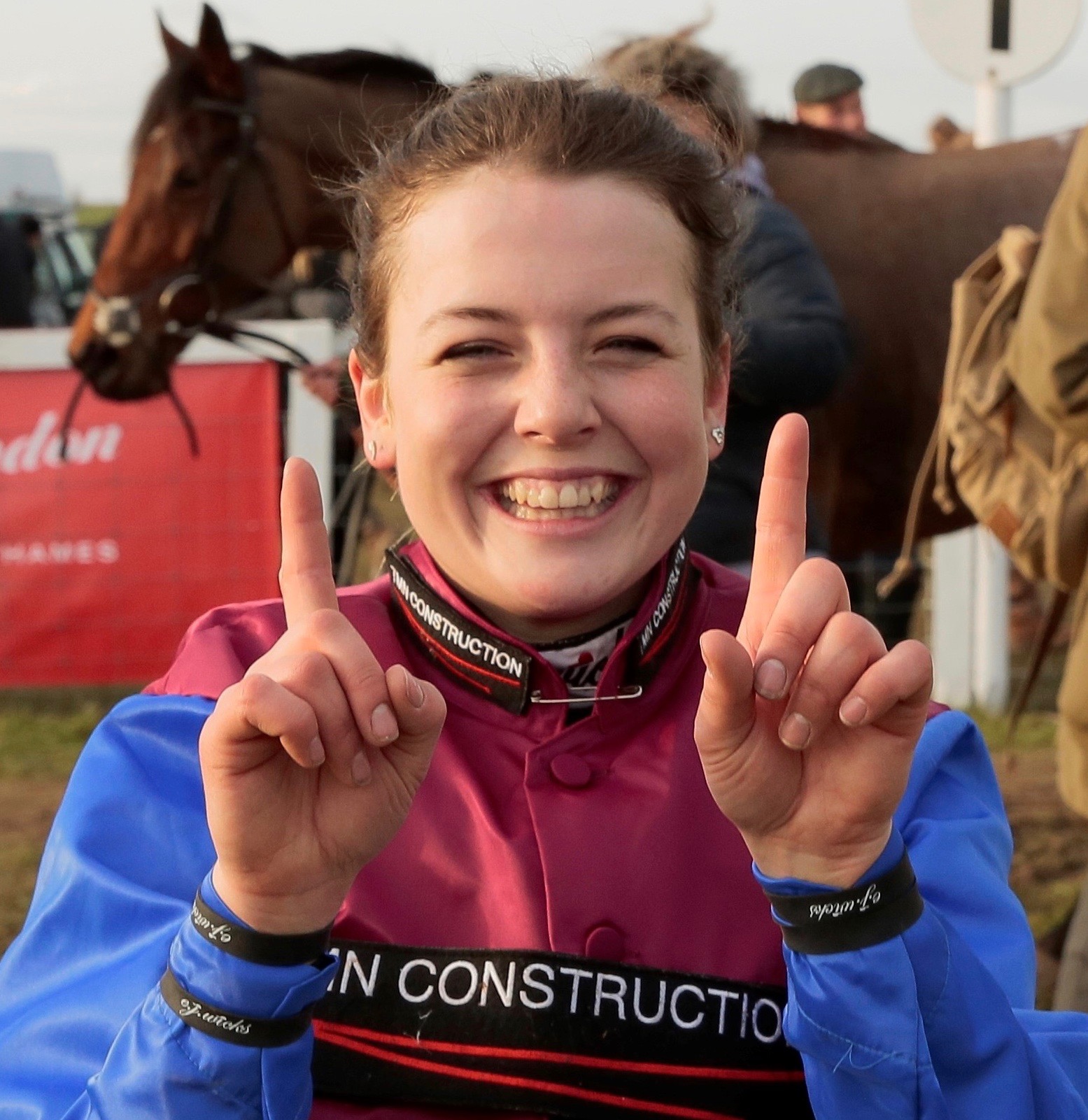 Vine & Craven point to point meeting, Sunday, February 14. Race seven is winning jockey Page Fuller celebrating